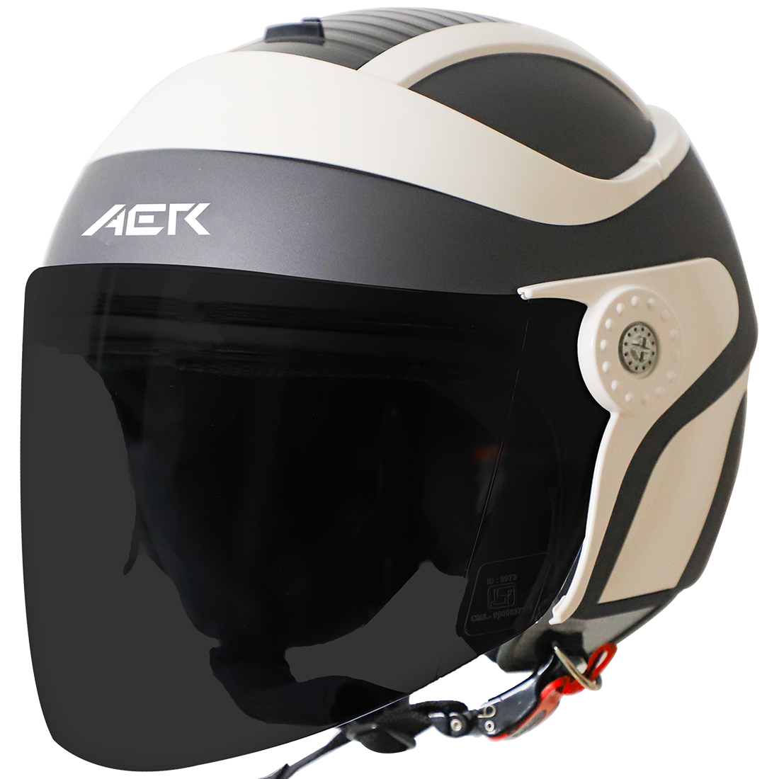 Steelbird SB-29 AER ISI Certified Helmet For Men And Women (Matt H.Grey Off White With Smoke Visor)