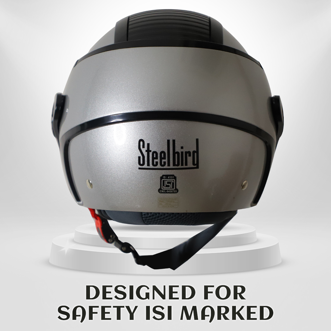 Steelbird SB-29 AER ISI Certified Open Face Helmet For Men And Women (Glossy Silver Black With Smoke Visor)