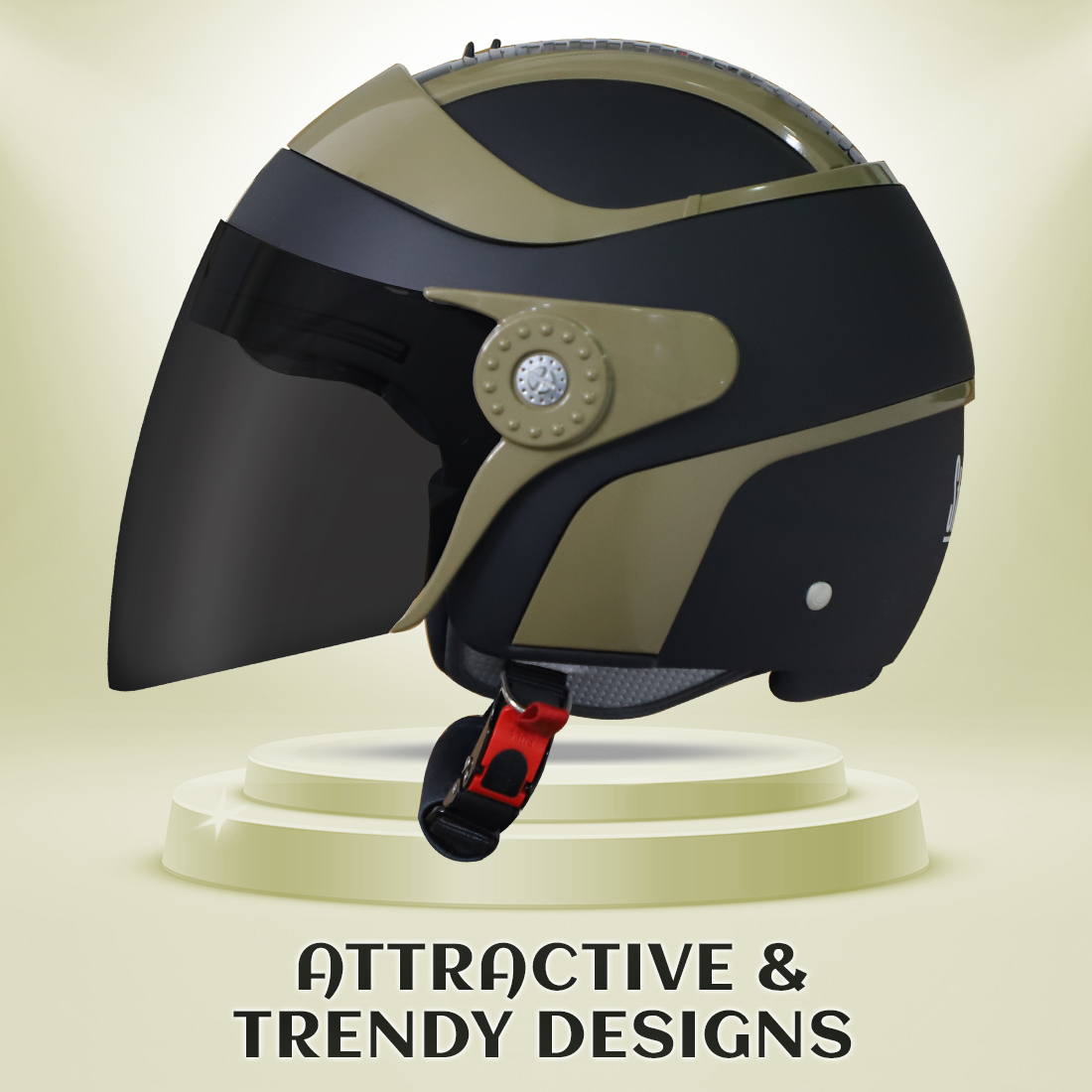 Steelbird SB-29 AER ISI Certified Open Face Helmet For Men And Women (Matt Black Desert Storm With Clear Visor)