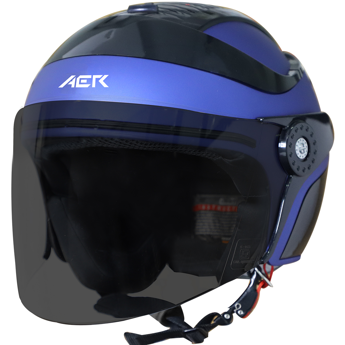Steelbird SB-29 AER ISI Certified Open Face Helmet For Men And Women (Matt Y.Blue Black With Smoke Visor)