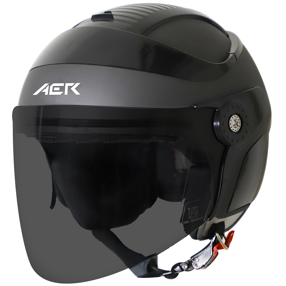 Steelbird SB-29 AER ISI Certified Open Face Helmet For Men And Women (Matt H.Grey Black With Smoke Visor)