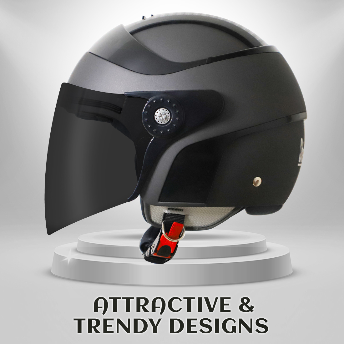 Steelbird SB-29 AER ISI Certified Open Face Helmet For Men And Women (Matt H.Grey Black With Smoke Visor)