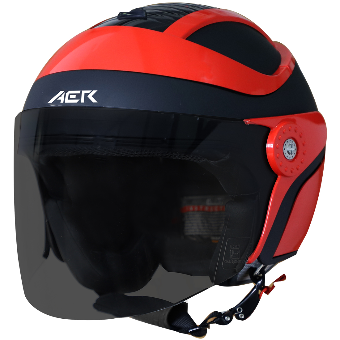 Steelbird SB-29 AER ISI Certified Open Face Helmet For Men And Women (Matt Black Red With Smoke Visor)