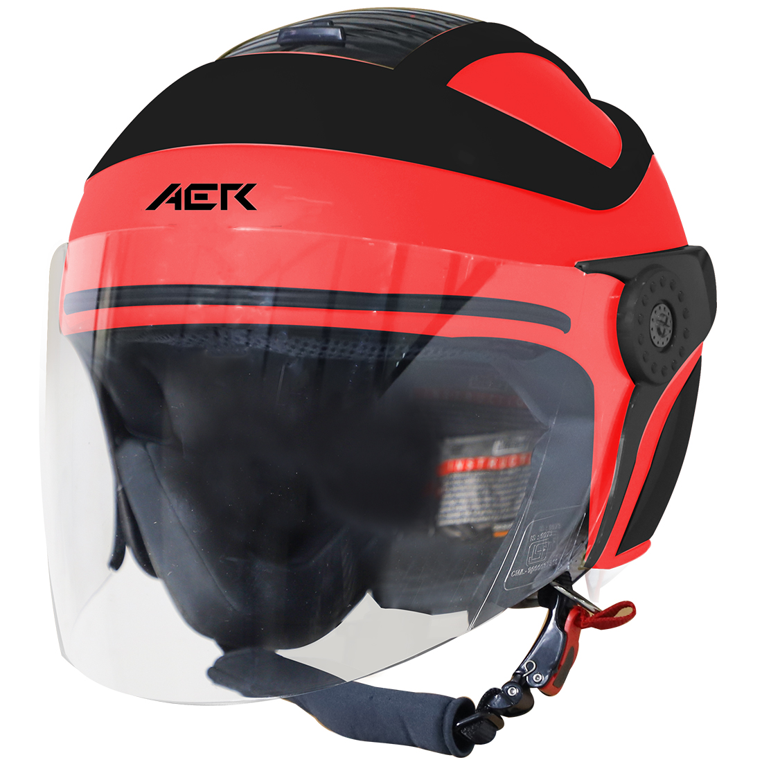 Steelbird SB-29 AER ISI Certified Open Face Helmet for Men and Women (Glossy Fluo Watermelon with Clear Visor)