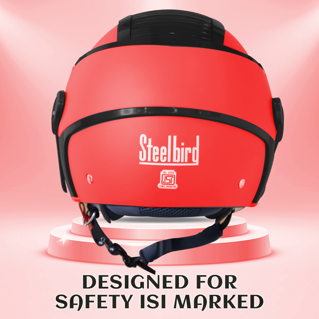 Steelbird SB-29 AER ISI Certified Open Face Helmet For Men And Women (Glossy Fluo Watermelon With Clear Visor)