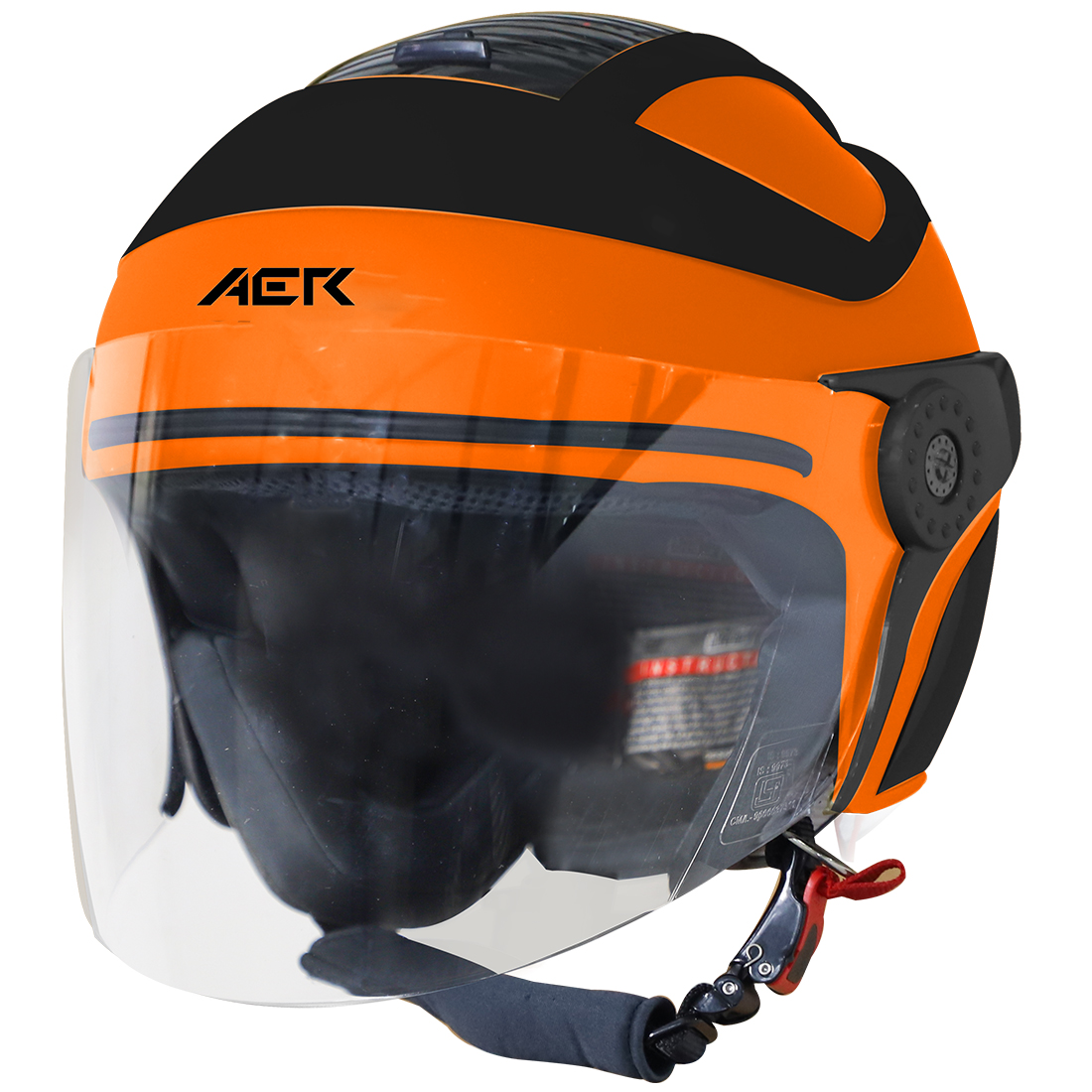 Steelbird SB-29 AER ISI Certified Open Face Helmet for Men and Women (Glossy Fluo Orange with Clear Visor)