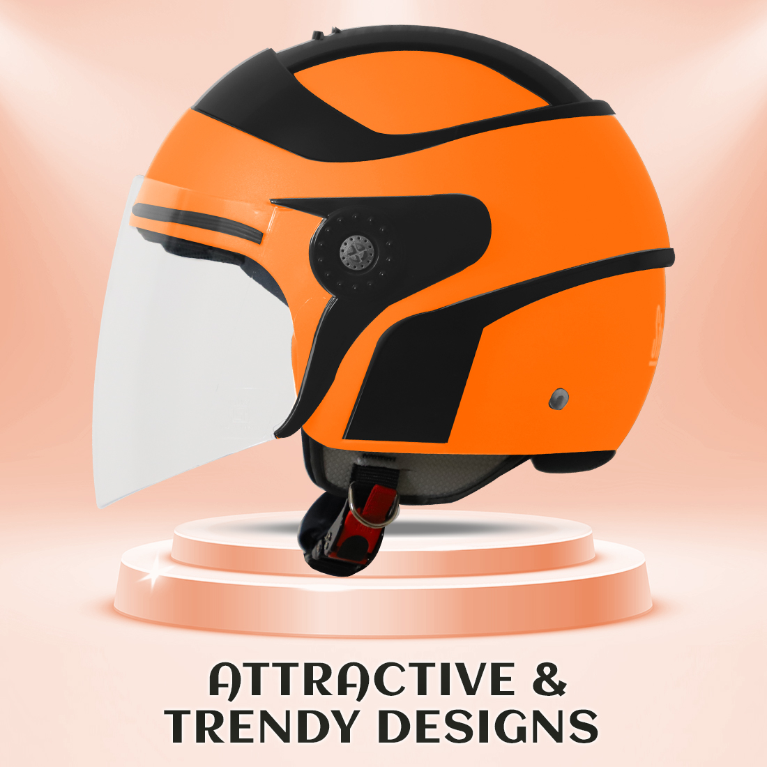 Steelbird SB-29 AER ISI Certified Open Face Helmet For Men And Women (Glossy Fluo Orange With Clear Visor)