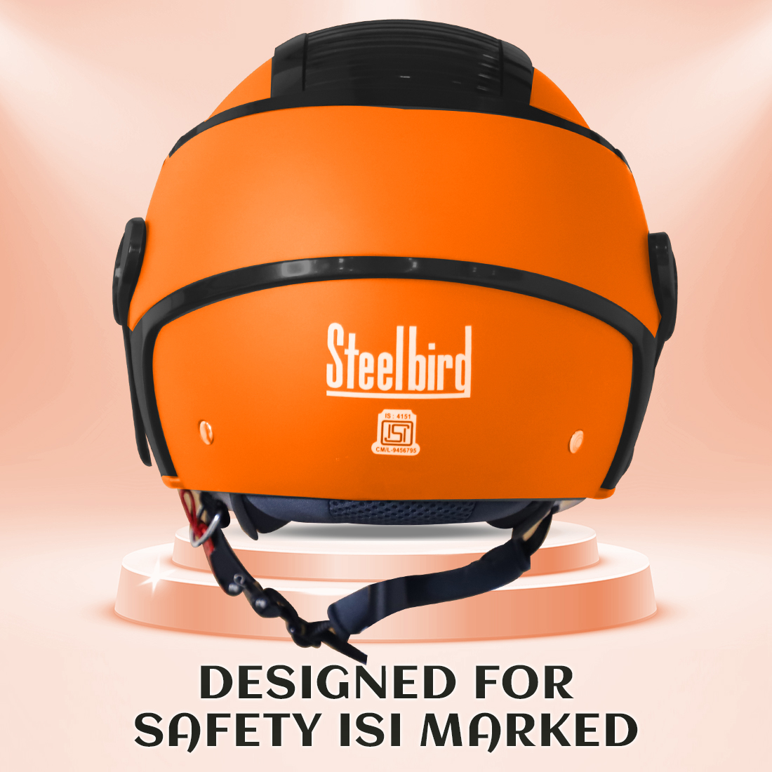 Steelbird SB-29 AER ISI Certified Open Face Helmet For Men And Women (Glossy Fluo Orange With Clear Visor)