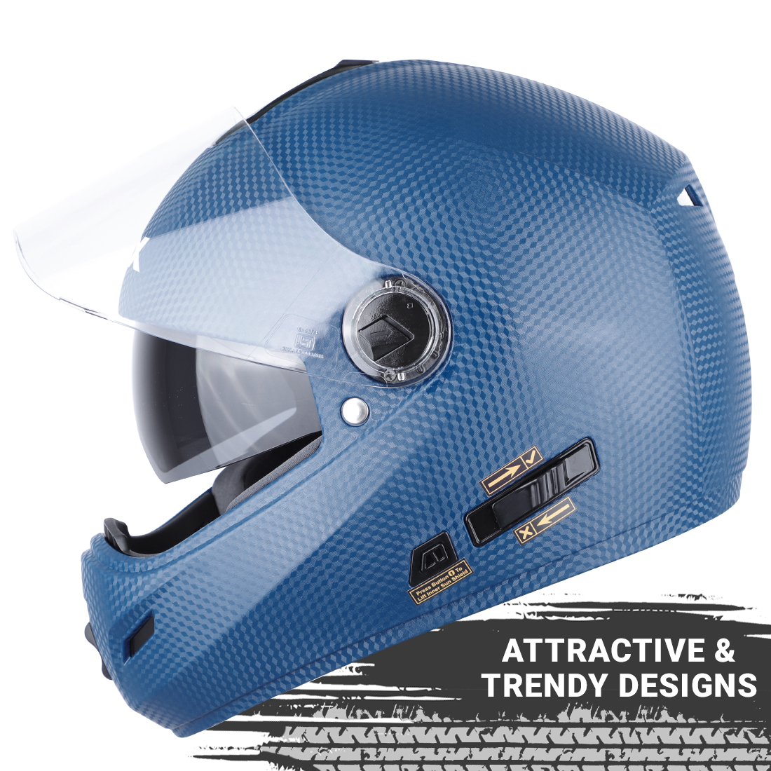 Steelbird Cyborg Double Visor Full Face Helmet, Inner Smoke Sun Shield And Outer Clear Visor ( Dashing Blue )