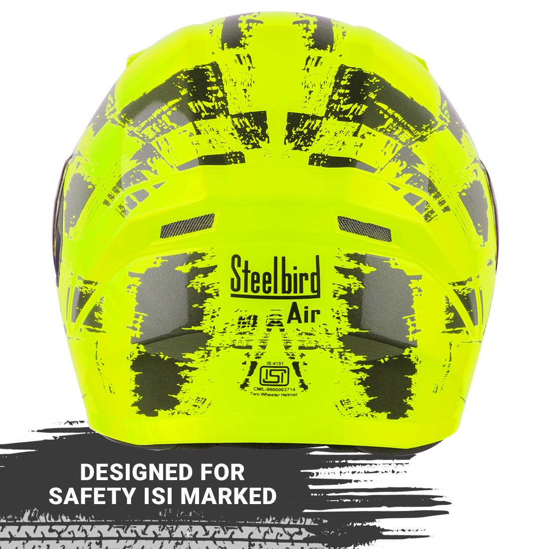 Steelbird SBA-21 Hurricane ISI Certified Full Face Graphic Helmet (Glossy Neon Grey)