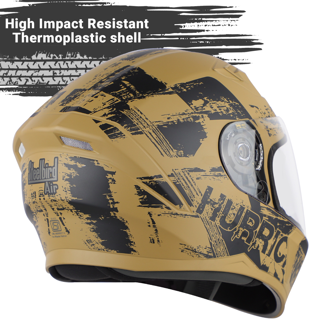 Steelbird SBA-21 Hurricane ISI Certified Full Face Graphic Helmet (Matt Desert Storm Grey)