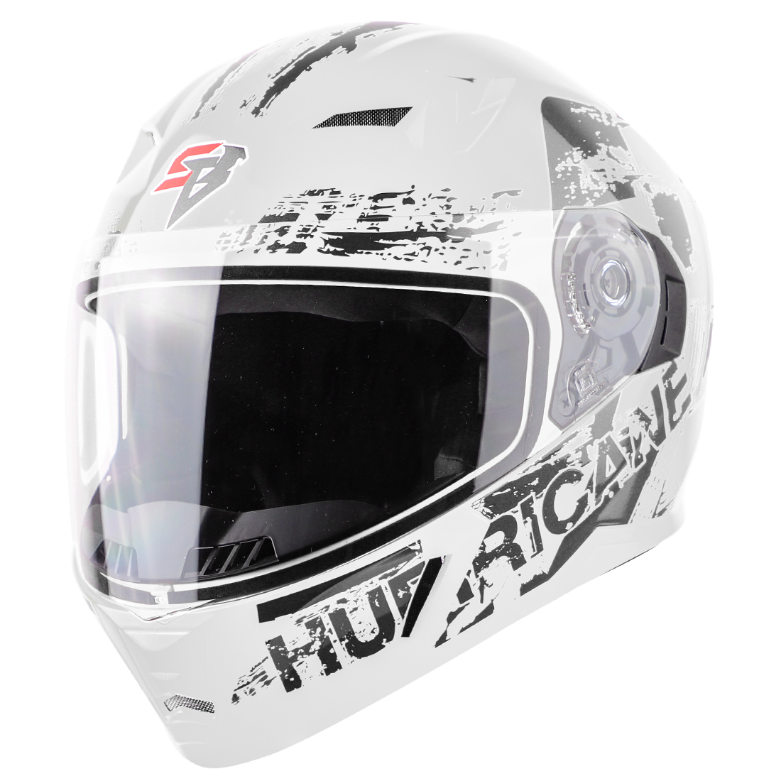 Steelbird SBA-21 Hurricane ISI Certified Full Face Graphic Helmet (Glossy White Grey)