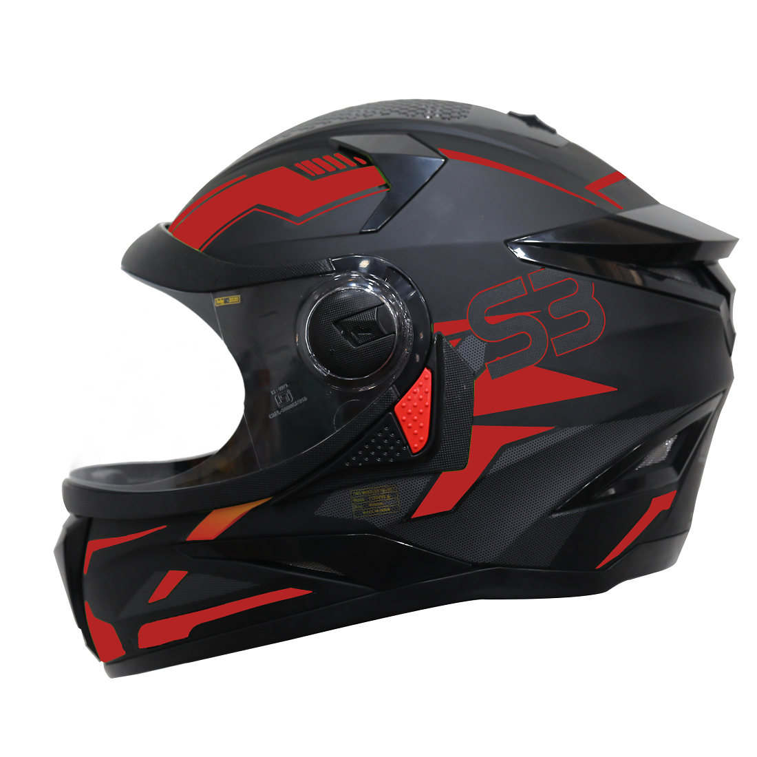 Steelbird SBH-17 Terminator ISI Certified Full Face Graphic Helmet (Matt Black Red with Clear Visor)