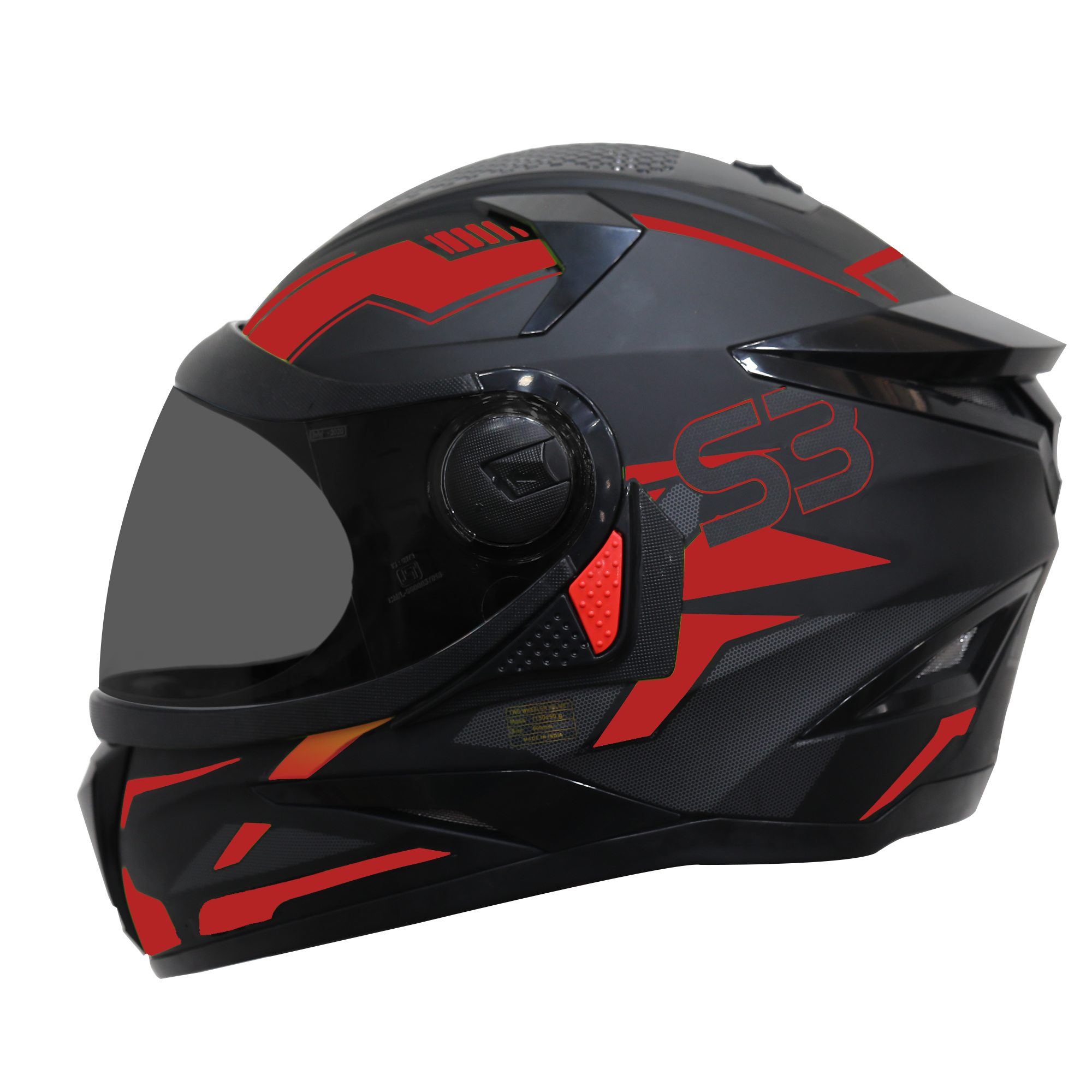 Steelbird SBH-17 Terminator ISI Certified Full Face Graphic Helmet (Matt Black Red with Smoke Visor)