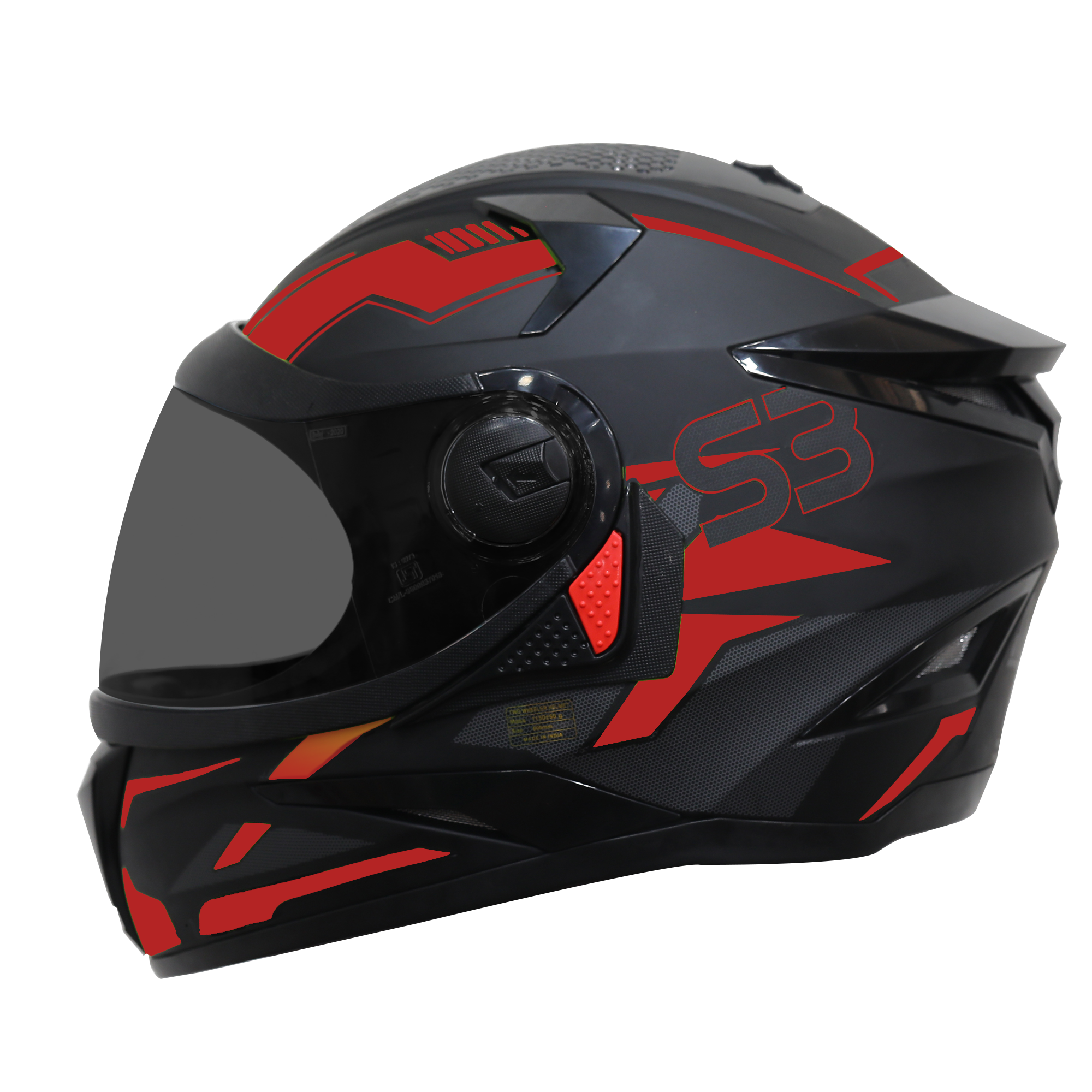 Steelbird SBH-17 Terminator ISI Certified Full Face Graphic Helmet (Matt Black Red With Smoke Visor)