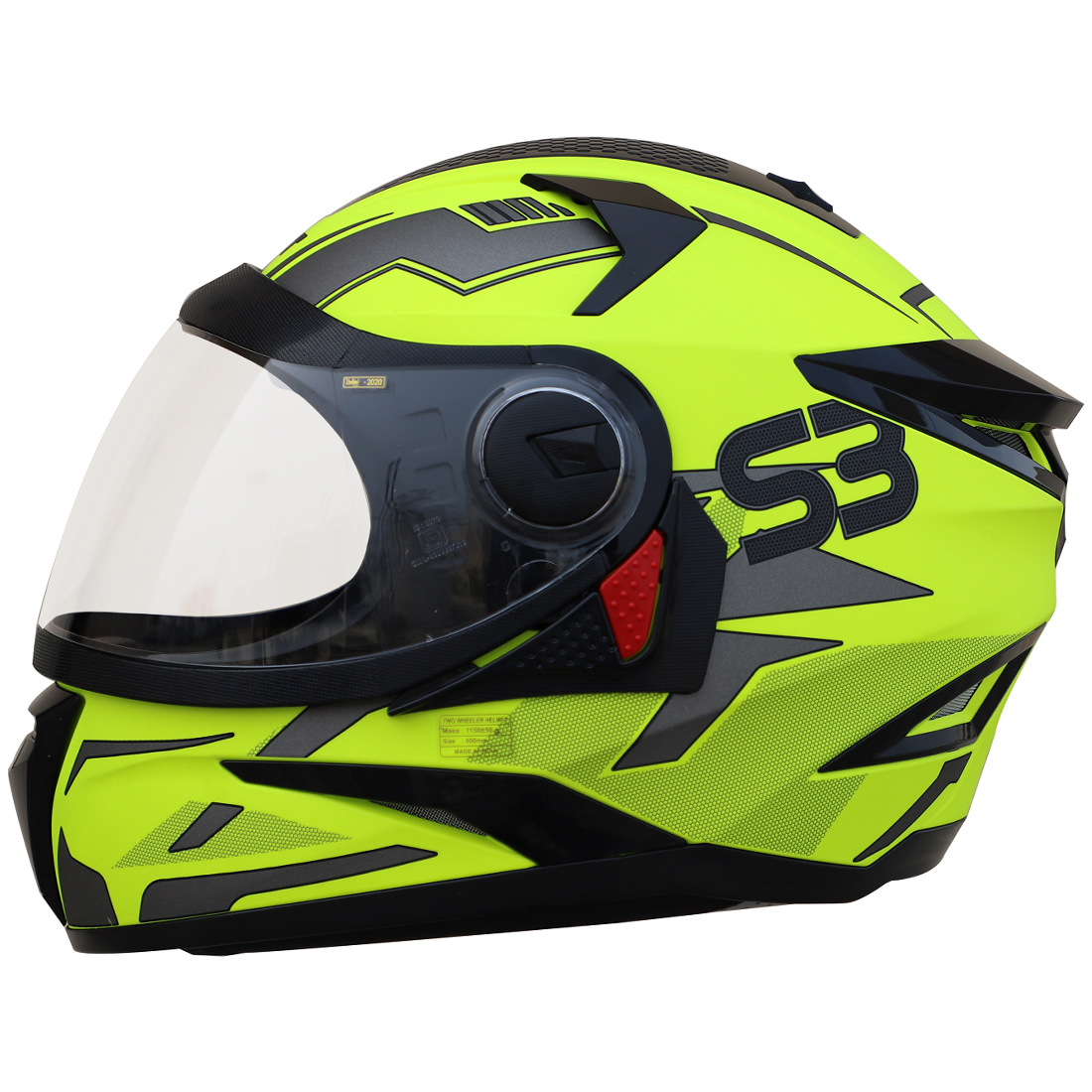 Steelbird SBH-17 Terminator ISI Certified Full Face Graphic Helmet (Glossy Fluo Neon Grey with Clear Visor)