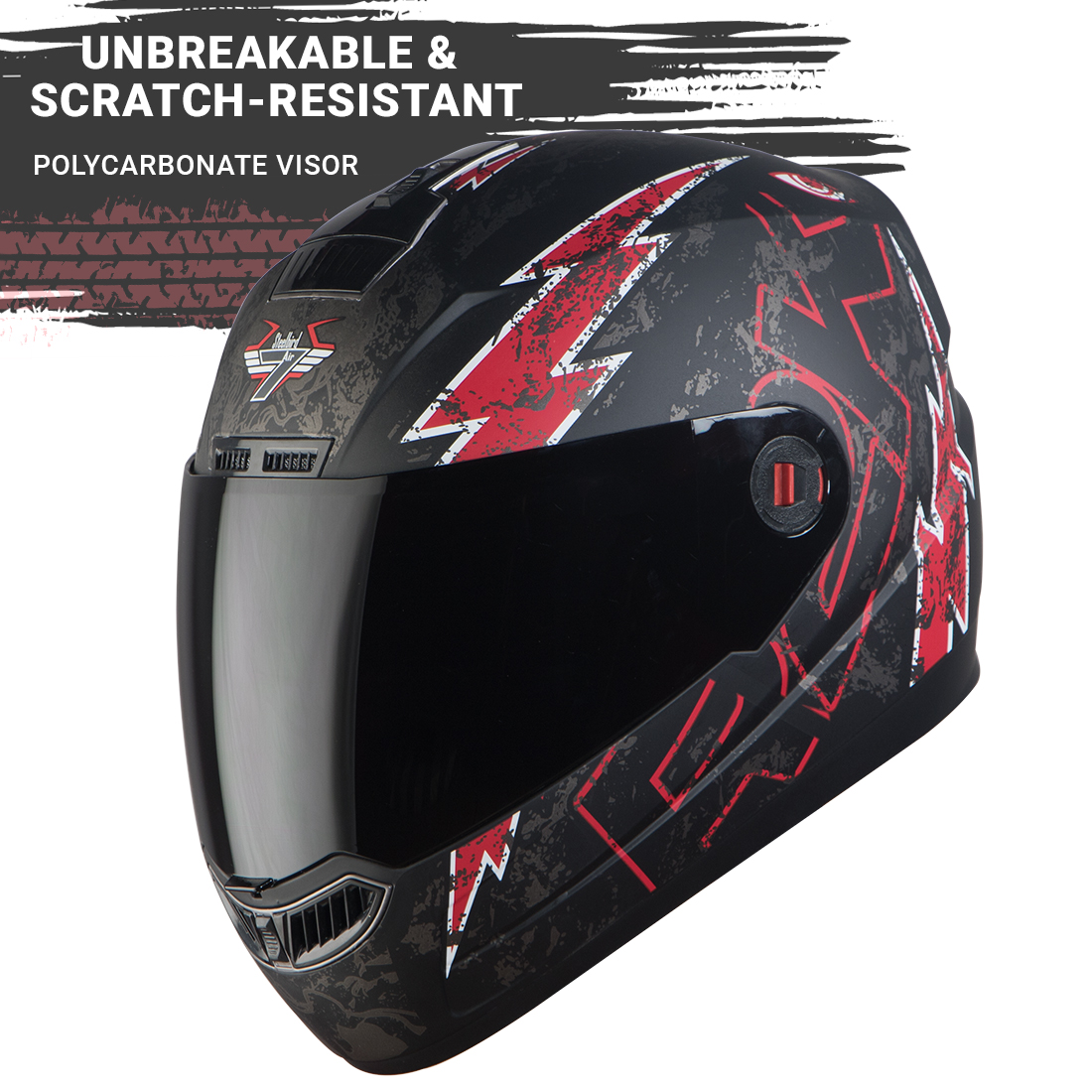 Steelbird SBA-1 R2K Live Full Face Helmet In Matt Finish (Matt Black Red With Smoke Visor)