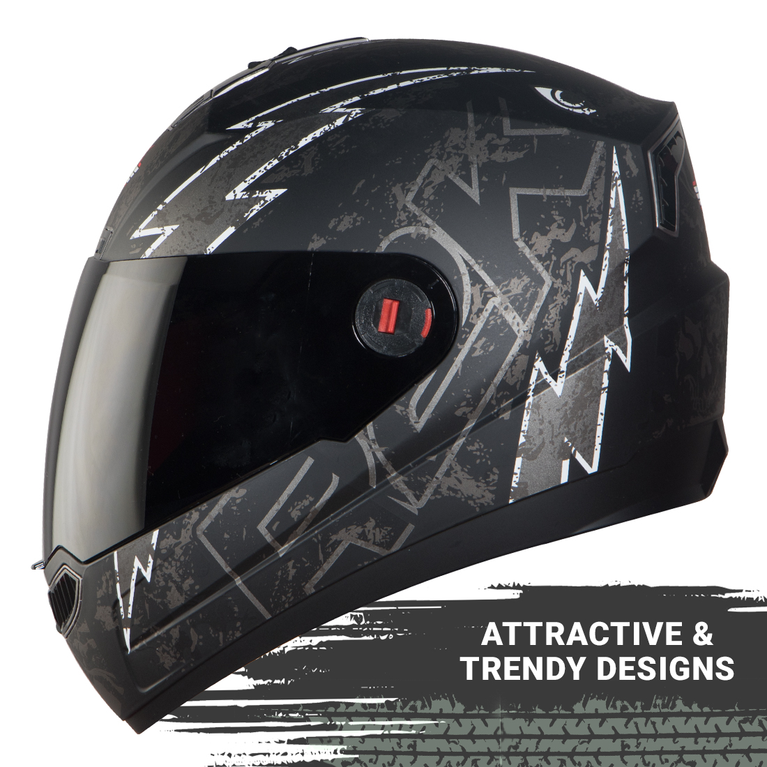 Steelbird SBA-1 R2K Live Full Face Helmet In Matt Finish (Matt Black Grey With Smoke Visor)
