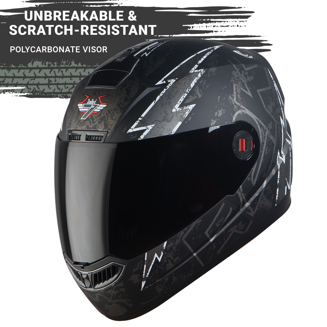 Steelbird SBA-1 R2K Live Full Face Helmet In Matt Finish (Matt Black Grey With Smoke Visor)