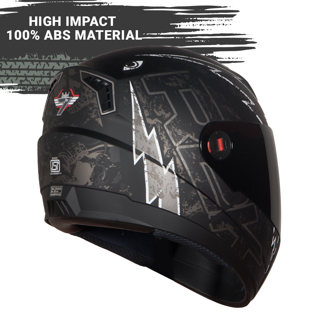 Steelbird SBA-1 R2K Live Full Face Helmet In Matt Finish (Matt Black Grey With Smoke Visor)