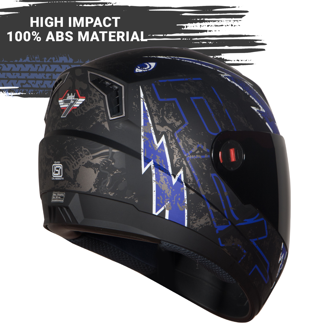 Steelbird SBA-1 R2K Live Full Face Helmet In Matt Finish (Matt Black Blue With Smoke Visor)