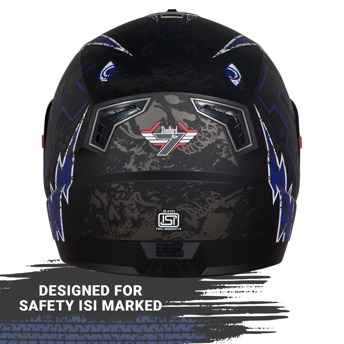 Steelbird SBA-1 R2K Live Full Face Helmet In Matt Finish (Matt Black Blue With Smoke Visor)