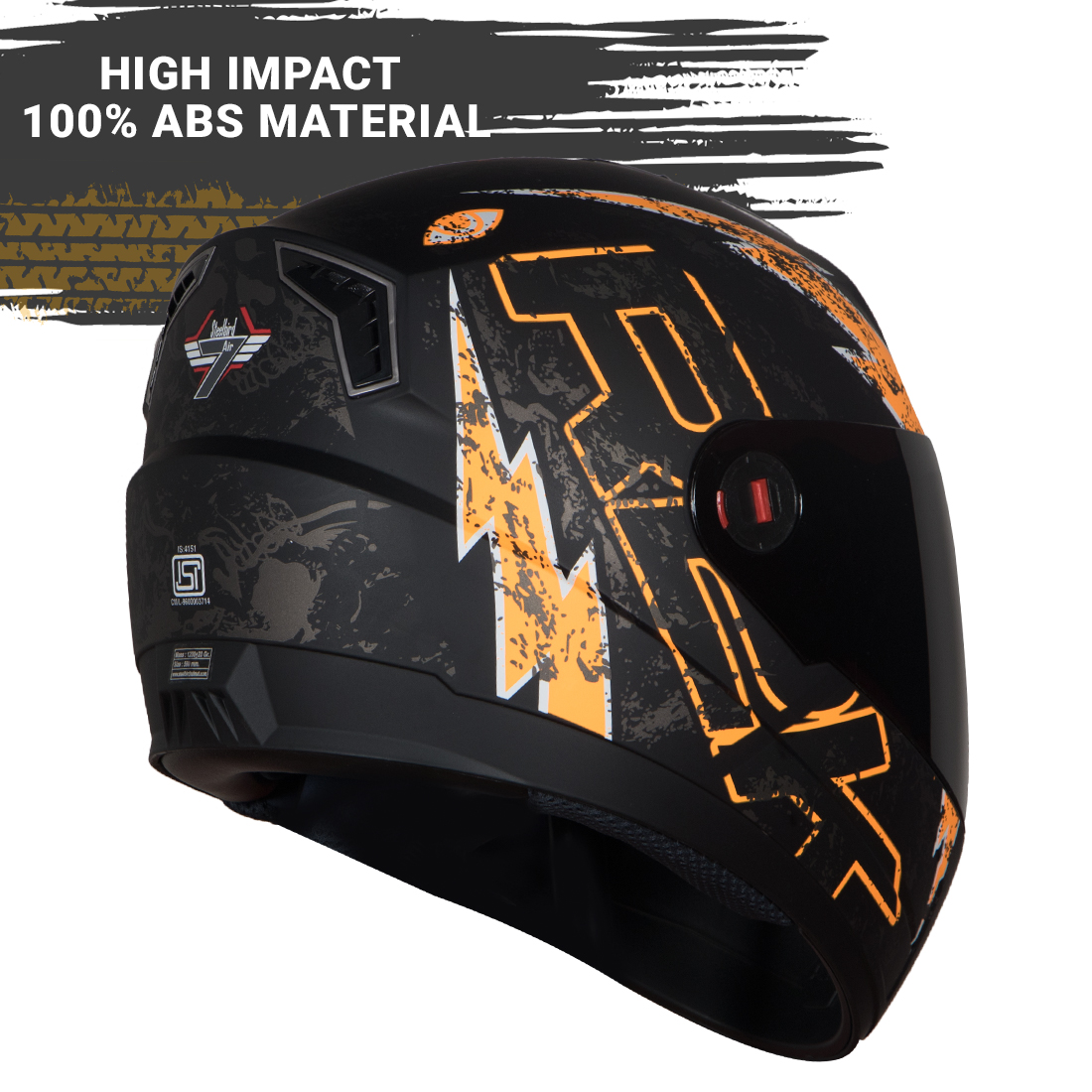 Steelbird SBA-1 R2K Live Full Face Helmet In Matt Finish (Matt Black Orange With Smoke Visor)