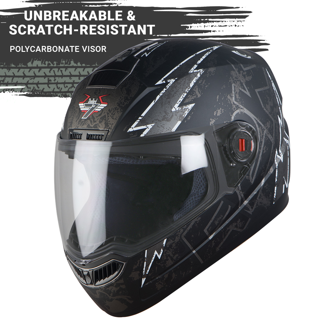 Steelbird SBA-1 R2K Live Full Face Helmet In Matt Finish (Matt Black Grey With Clear Visor))