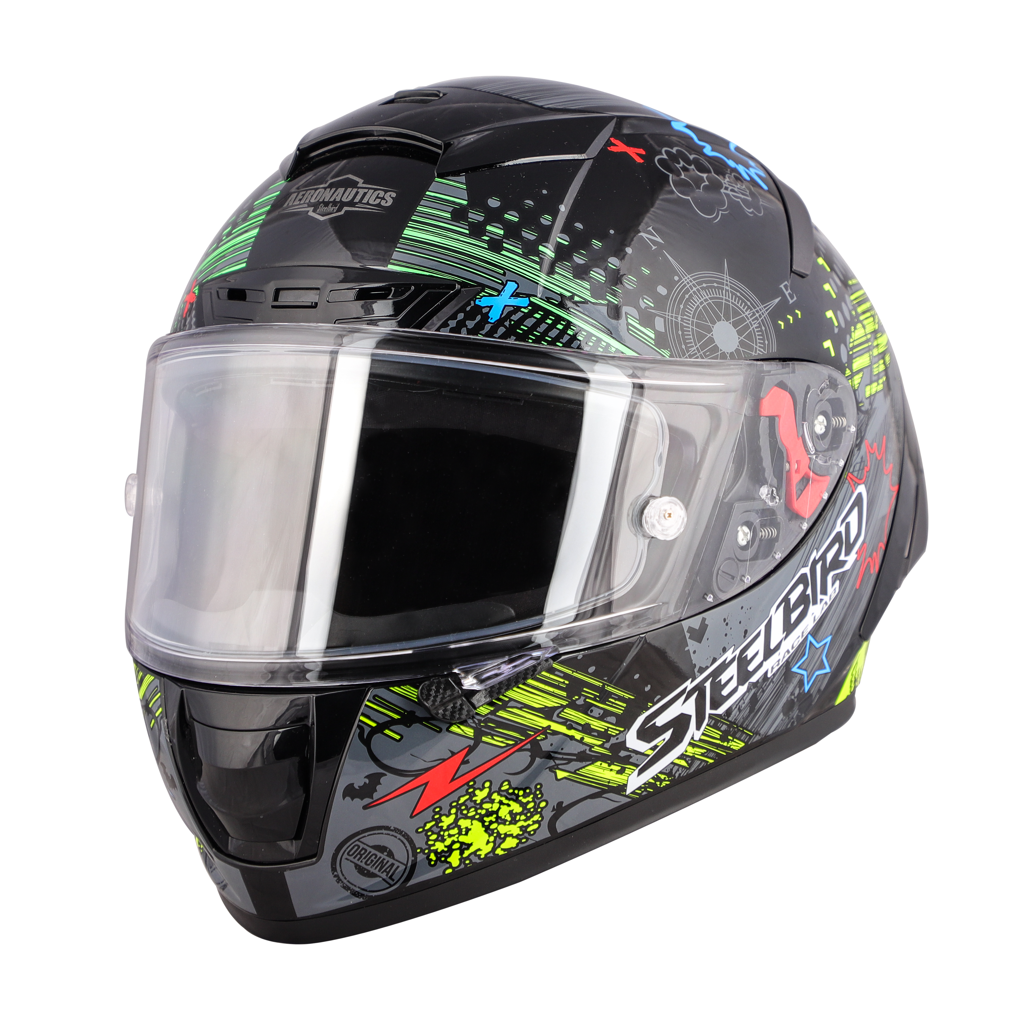 SA-5 DOT RACE LAB GLOSSY BLACK WITH FLUO YELLOW (WITH ANTI-FOG SHIELD VISOR)