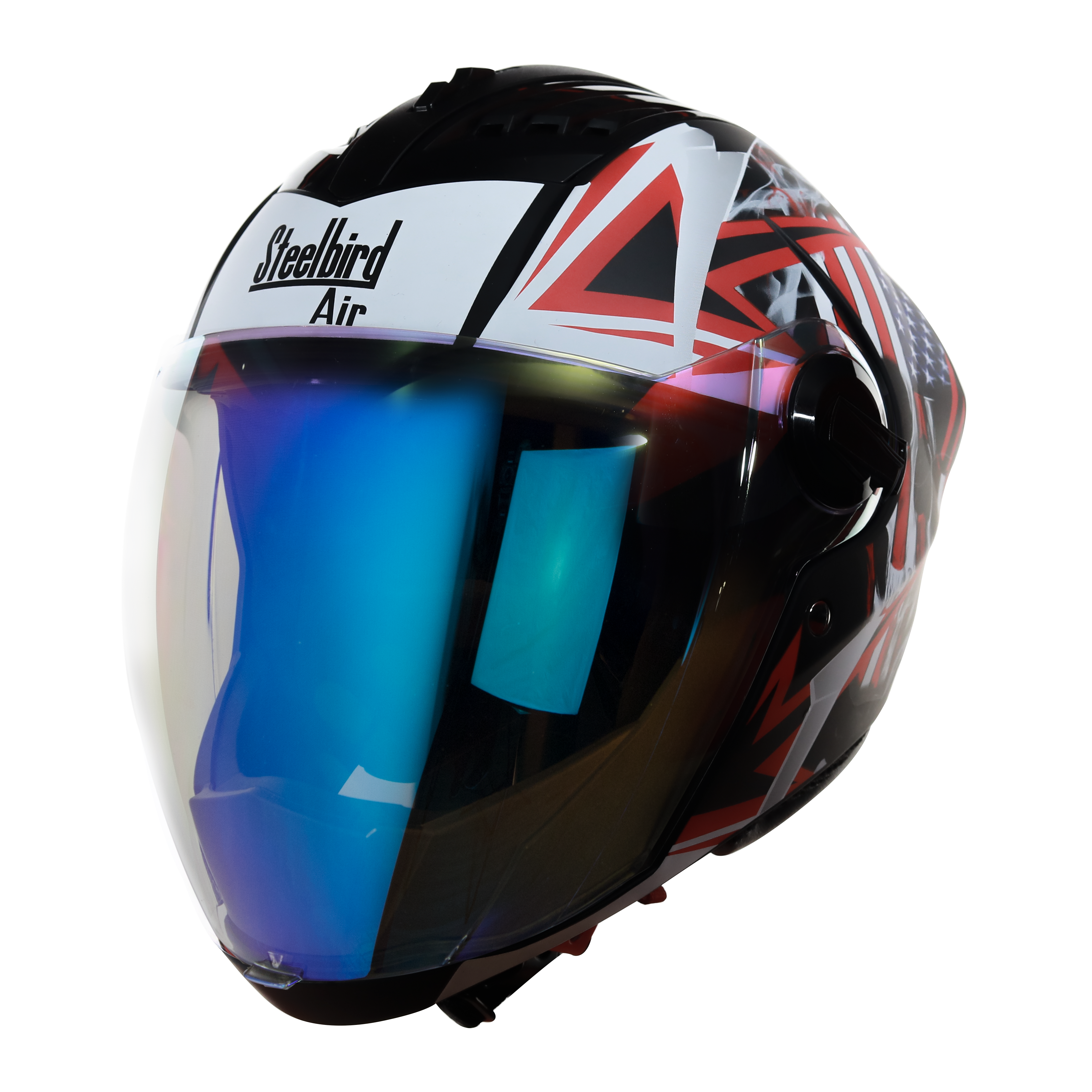 SBA-2 Skull Flag Mat Black With Red ( Fitted With Clear Visor  Extra Blue Night Vision Visor Free)