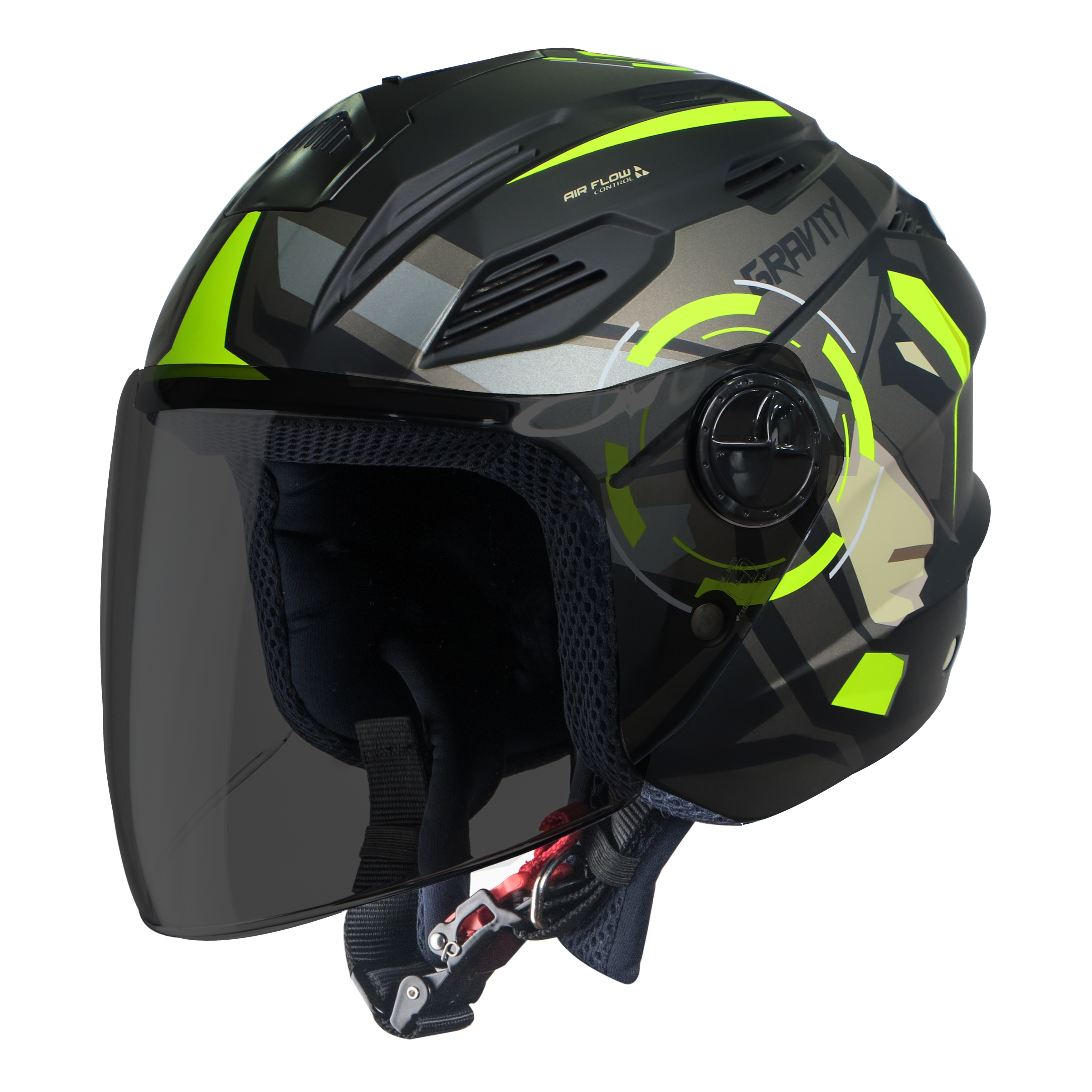 SBA-6 GRAVITY MAT BLACK WITH NEON (FITTED WITH CLEAR VISOR EXTRA SMOKE VISOR FREE)