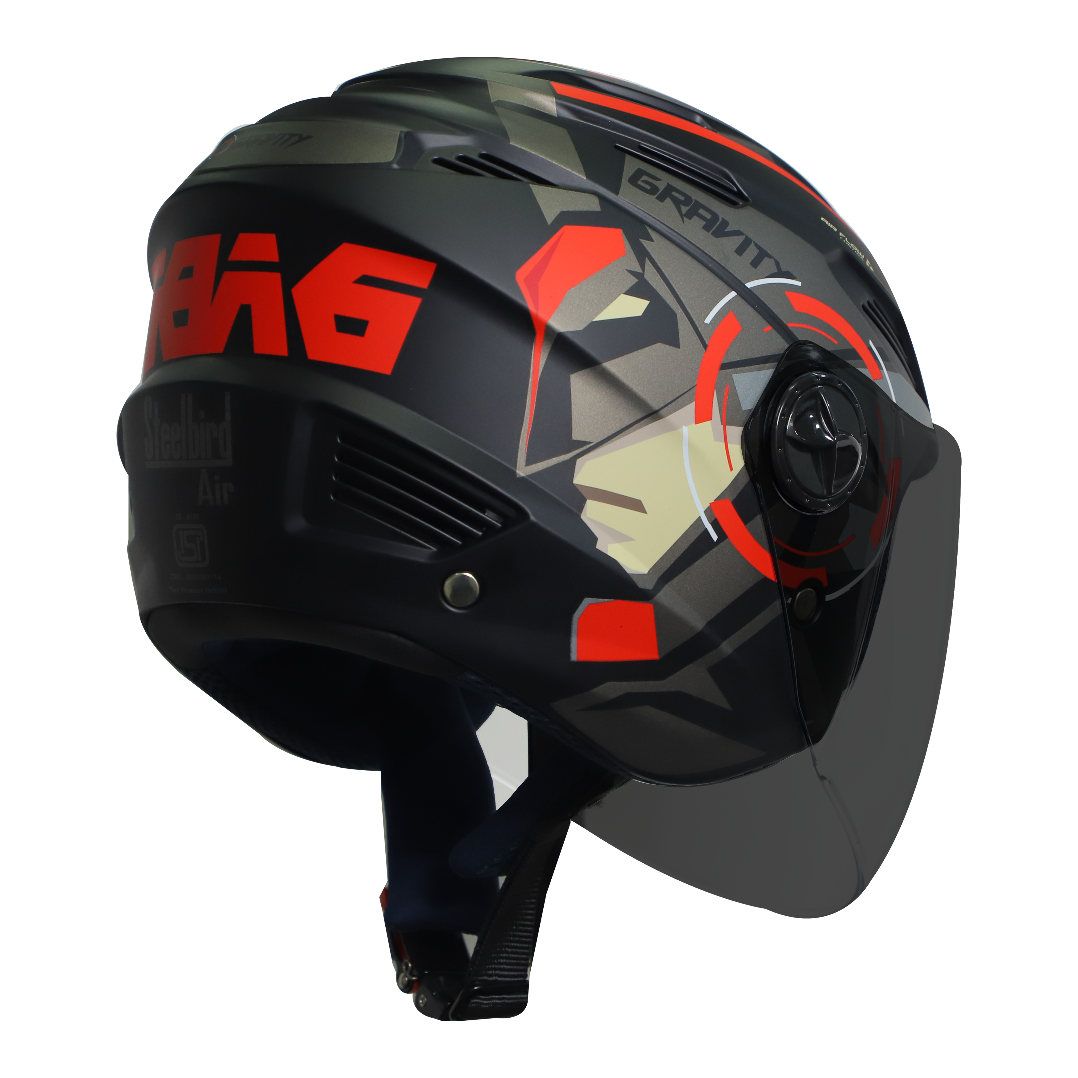 SBA-6 GRAVITY MAT BLACK WITH RED (FITTED WITH CLEAR VISOR EXTRA SMOKE VISOR FREE)