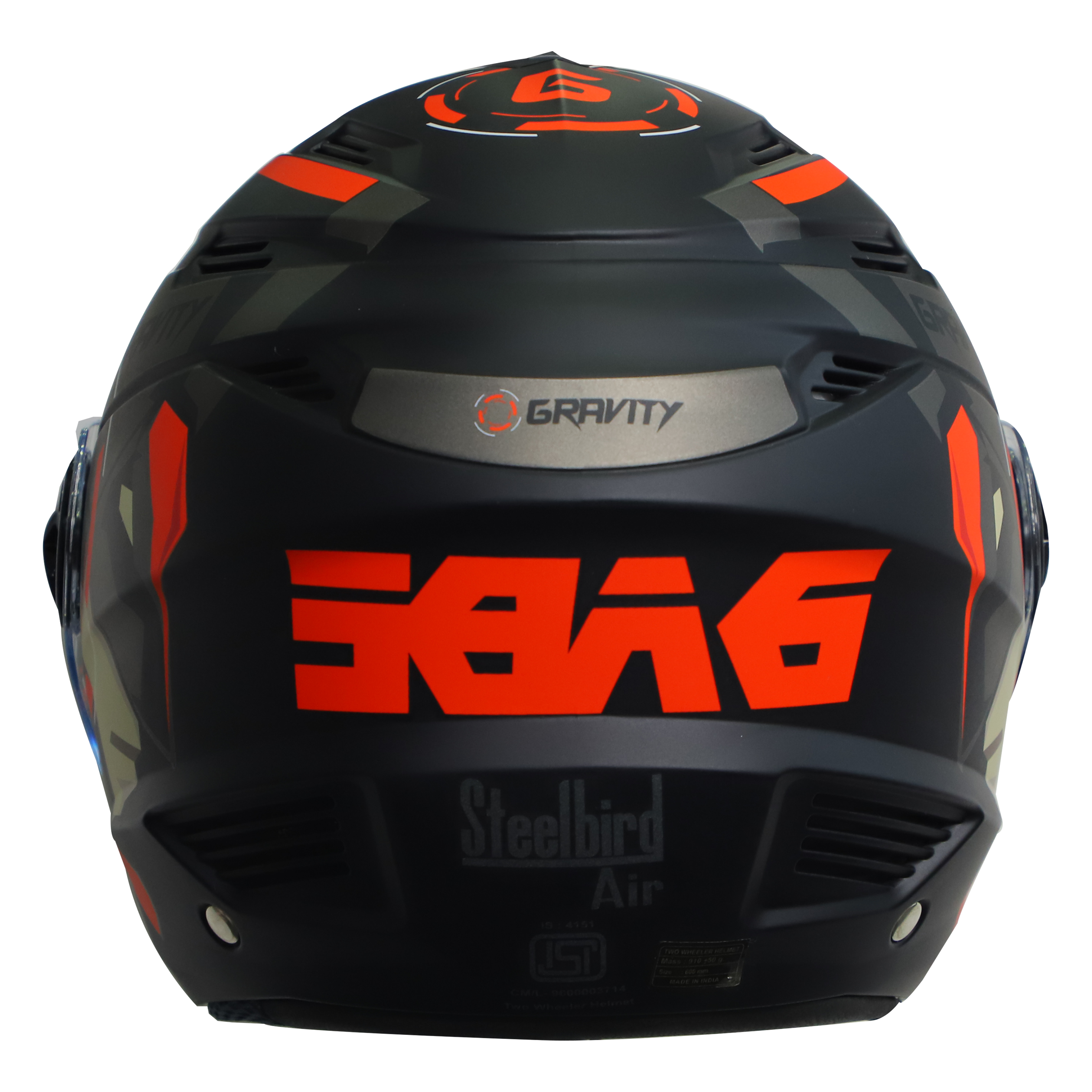 SBA-6 GRAVITY MAT BLACK WITH ORANGE (FITTED WITH CLEAR VISOR EXTRA SMOKE VISOR FREE)
