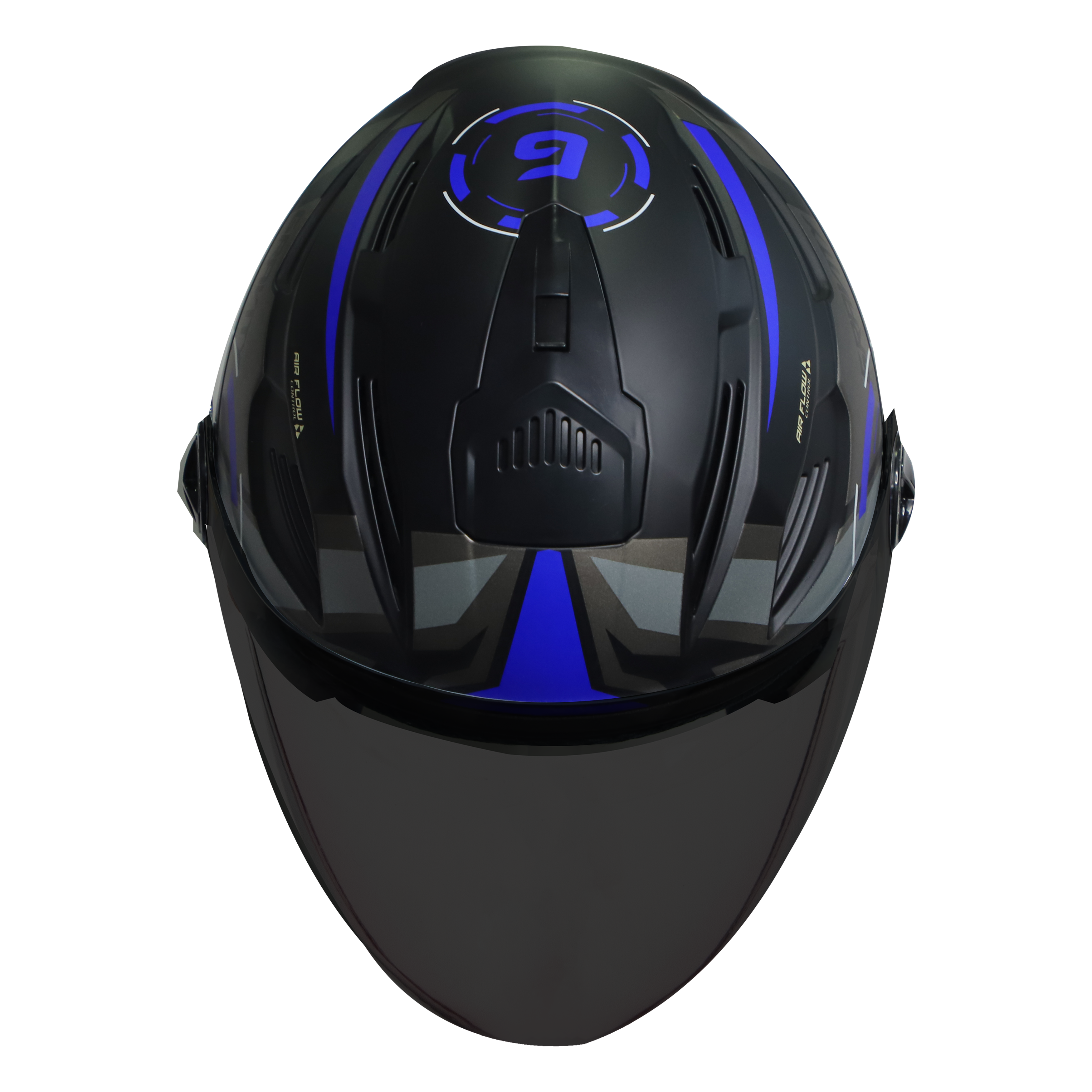 SBA-6 GRAVITY MAT BLACK WITH BLUE (FITTED WITH CLEAR VISOR EXTRA SMOKE VISOR FREE)