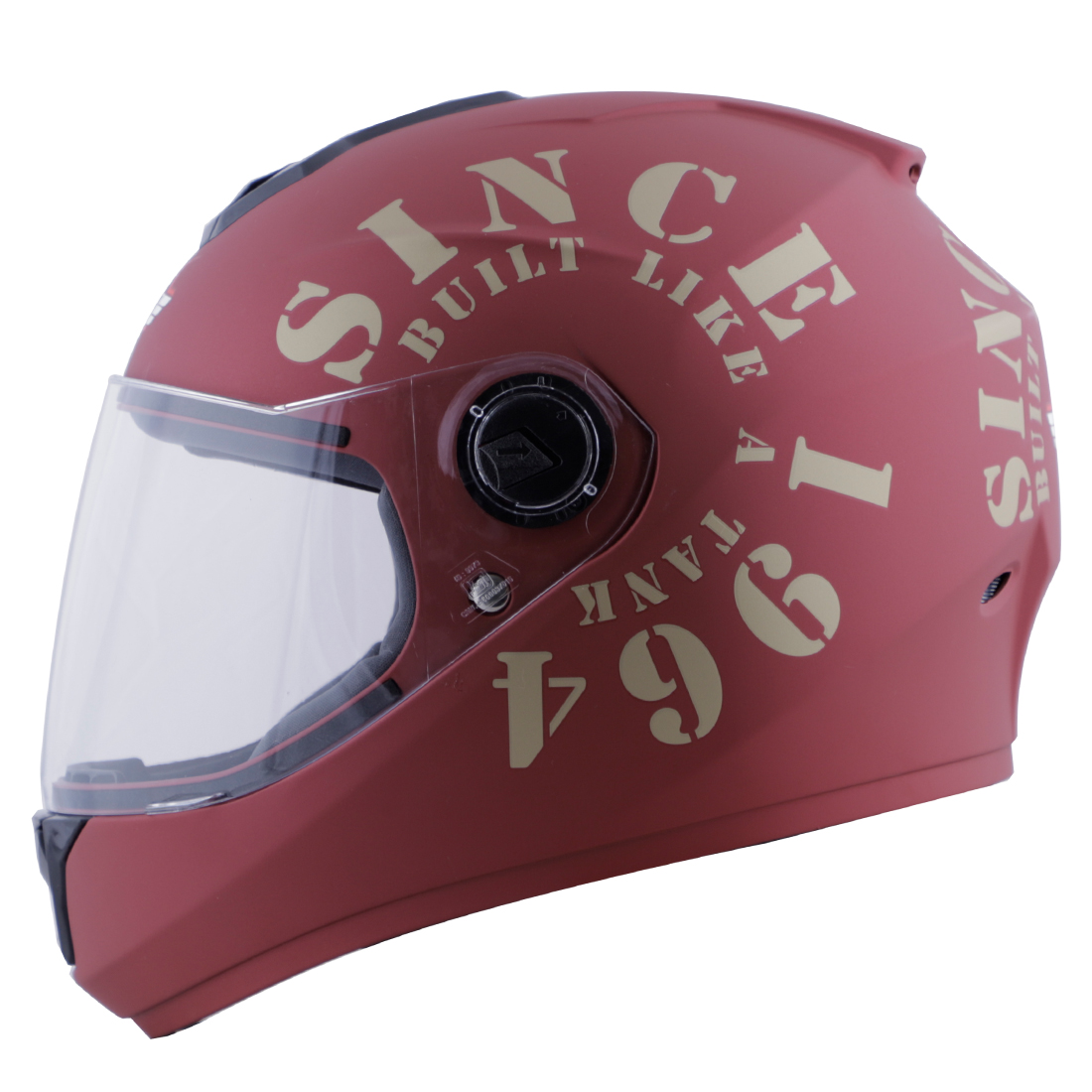 Steelbird SBH-11 Zoom Tank Full Face ISI Certified Helmet (Matt Maroon Gold With Clear Visor)