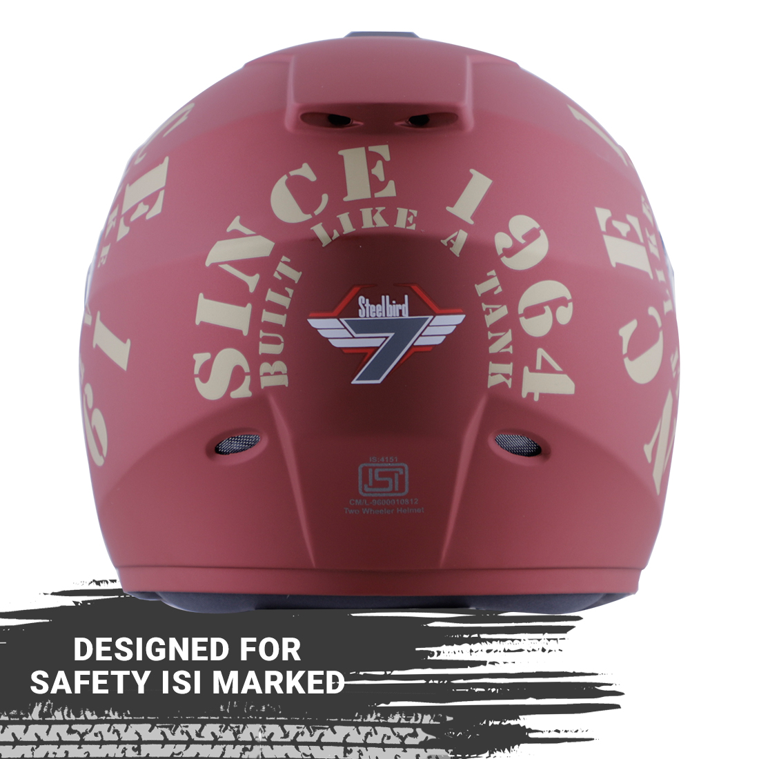 Steelbird SBH-11 Zoom Tank Full Face ISI Certified Helmet (Matt Maroon Gold With Clear Visor)