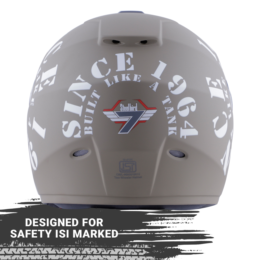 Steelbird SBH-11 Zoom Tank Full Face ISI Certified Helmet (Matt Desert Storm White With Clear Visor)
