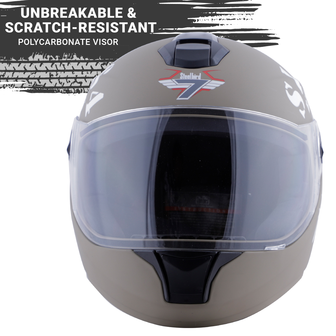 Steelbird SBH-11 Zoom Tank Full Face ISI Certified Helmet (Matt Silver Grey With Clear Visor)