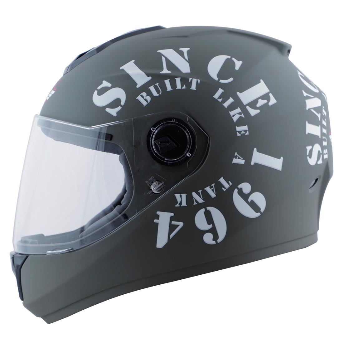 Steelbird SBH-11 Zoom Tank Full Face ISI Certified Helmet (Matt Battle Green White With Clear Visor)