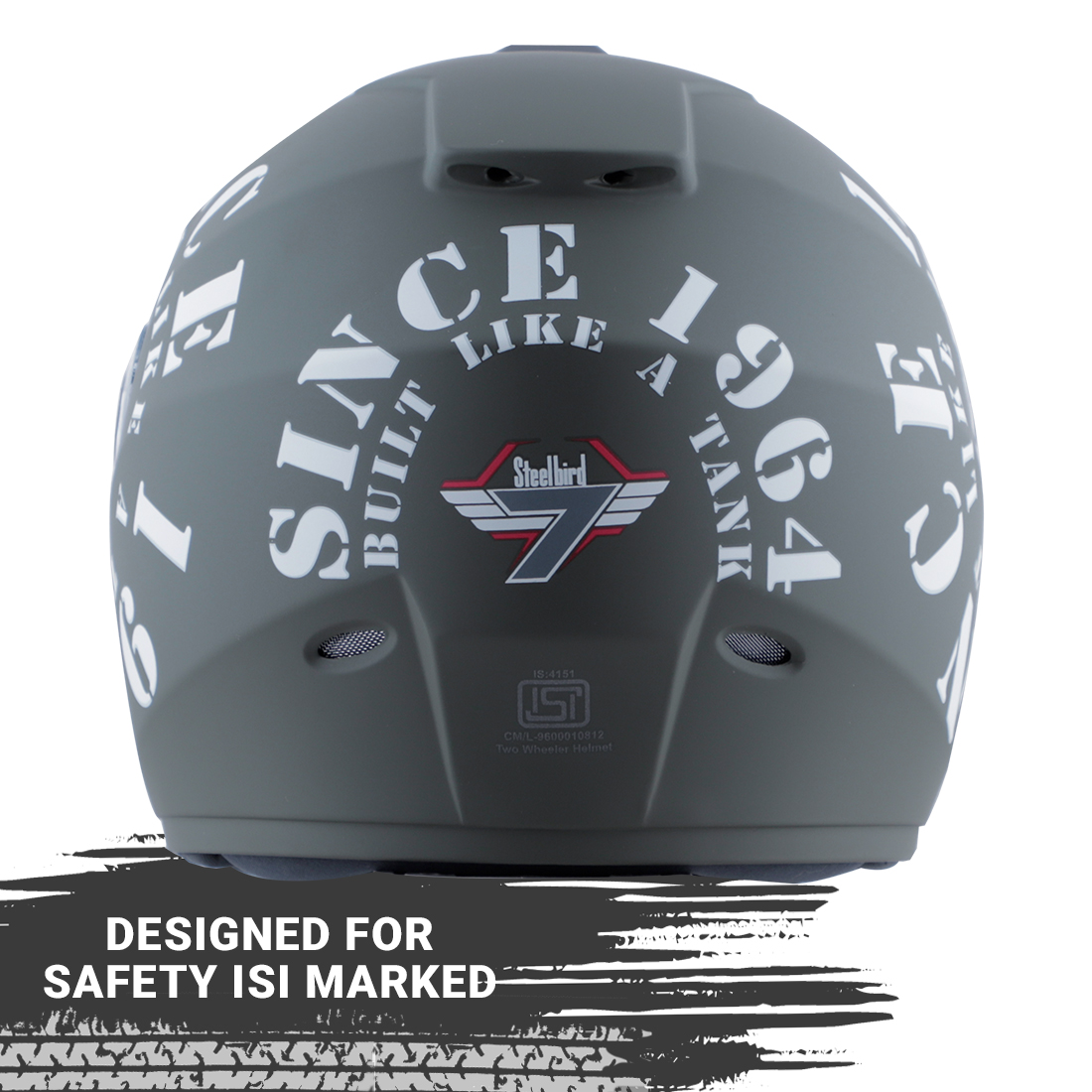 Steelbird SBH-11 Zoom Tank Full Face ISI Certified Helmet (Matt Battle Green White With Clear Visor)