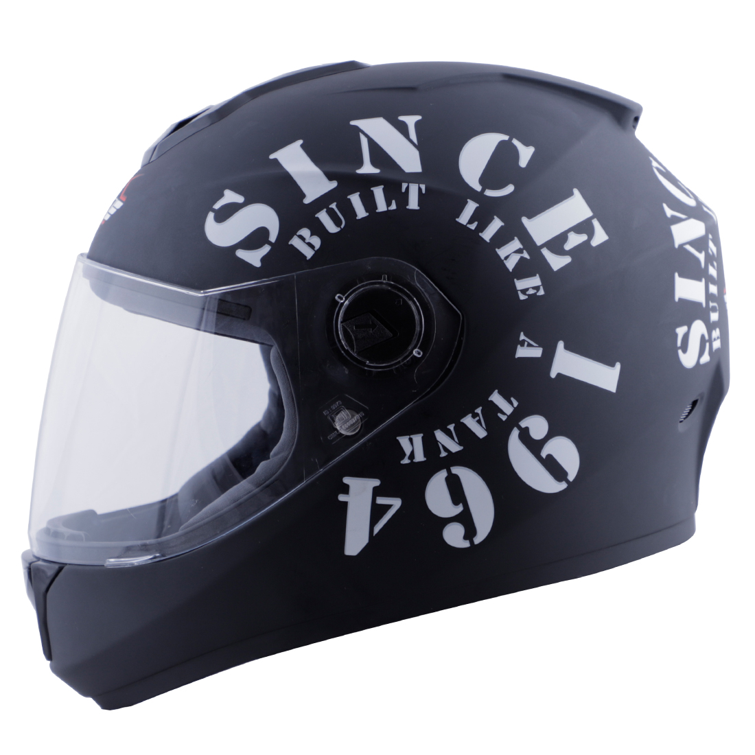 Steelbird SBH-11 Zoom Tank Full Face ISI Certified Helmet (Matt Black White With Clear Visor)