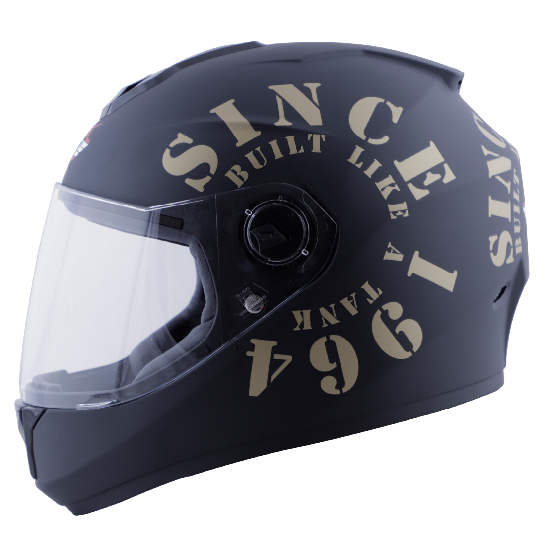 Steelbird SBH-11 Zoom Tank Full Face ISI Certified Helmet (Matt Black Gold With Clear Visor)