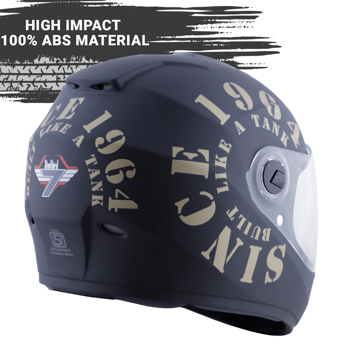 Steelbird SBH-11 Zoom Tank Full Face ISI Certified Helmet (Matt Black Gold With Clear Visor)