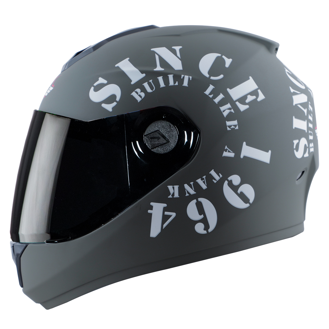 Steelbird SBH-11 Zoom Tank Full Face ISI Certified Helmet (Matt Battle Green White With Smoke Visor)