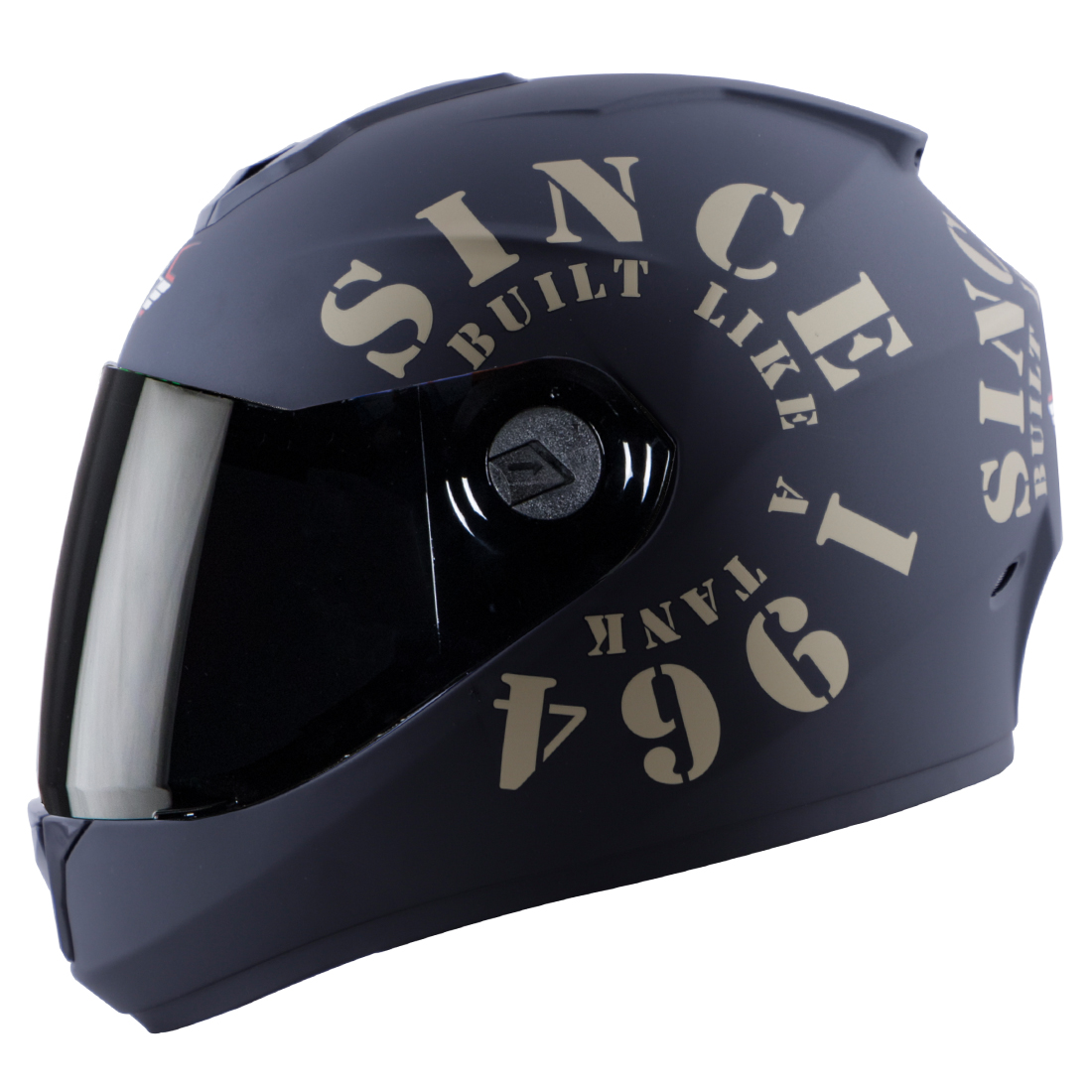 Steelbird SBH-11 Zoom Tank Full Face ISI Certified Helmet (Matt Black Gold With Smoke Visor)