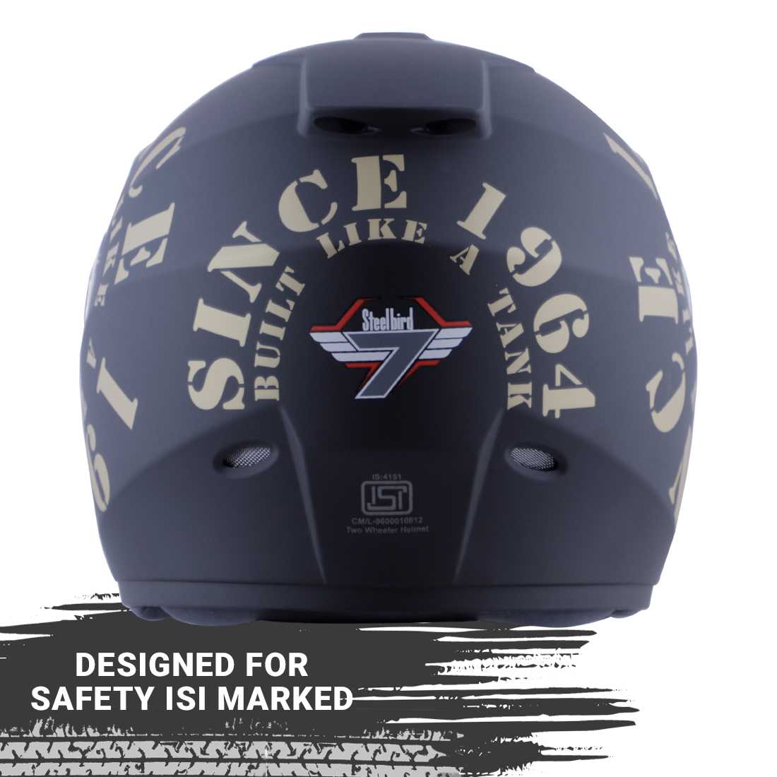 Steelbird SBH-11 Zoom Tank Full Face ISI Certified Helmet (Matt Black Gold With Smoke Visor)