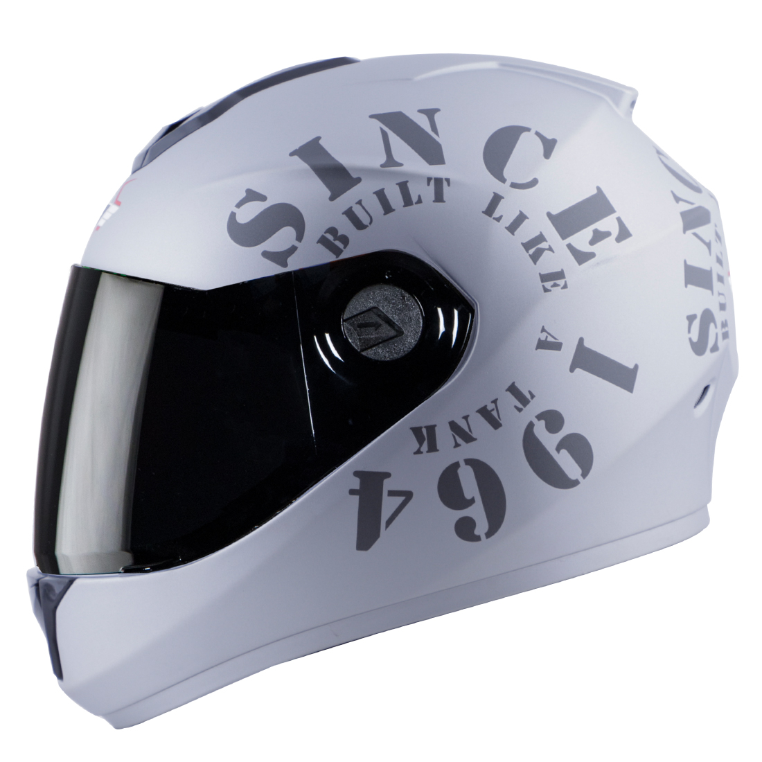 Steelbird SBH-11 Zoom Tank Full Face ISI Certified Helmet (Matt Silver Grey With Smoke Visor)