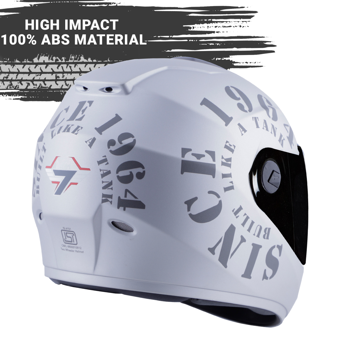 Steelbird SBH-11 Zoom Tank Full Face ISI Certified Helmet (Matt Silver Grey With Smoke Visor)