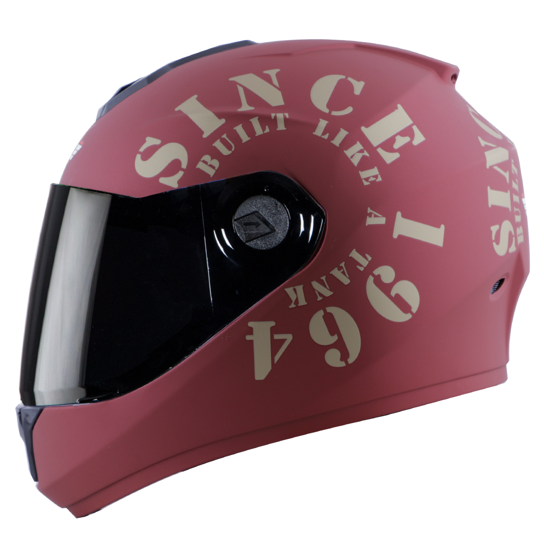 Steelbird SBH-11 Zoom Tank Full Face ISI Certified Helmet (Matt Maroon Gold With Smoke Visor)