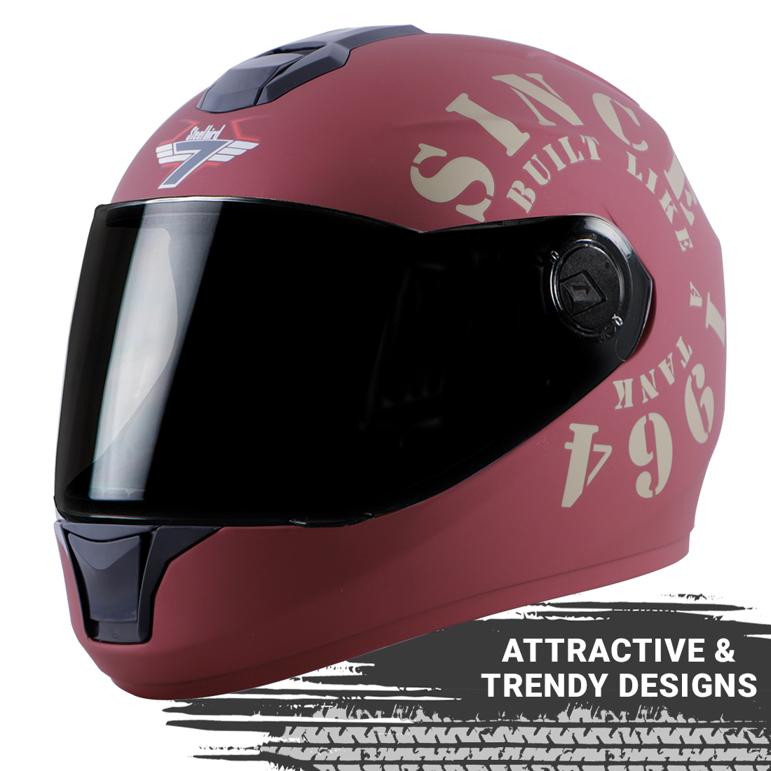 Steelbird SBH-11 Zoom Tank Full Face ISI Certified Helmet (Matt Maroon Gold With Smoke Visor)